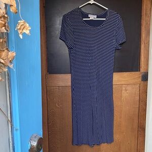 Elegant Navy and White Midi Dress